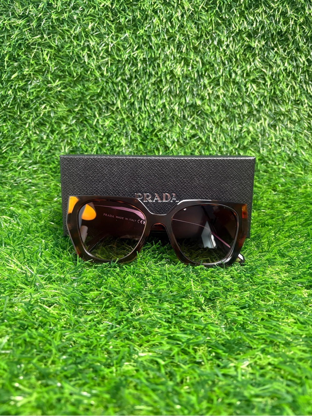 Prada Oversized Square Sunglasses Women Brown & Black Tortoiseshell
